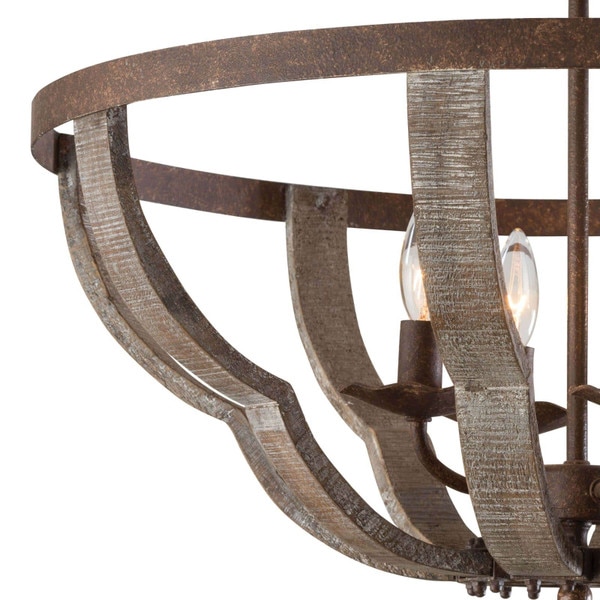 Wooden Quatrefoil Semi Flush Mount